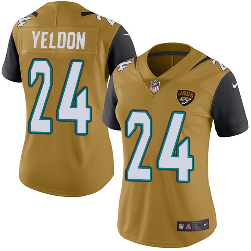 Women's Limited T.J. Yeldon Nike Jersey Gold - #24 Rush NFL Jacksonville Jaguars